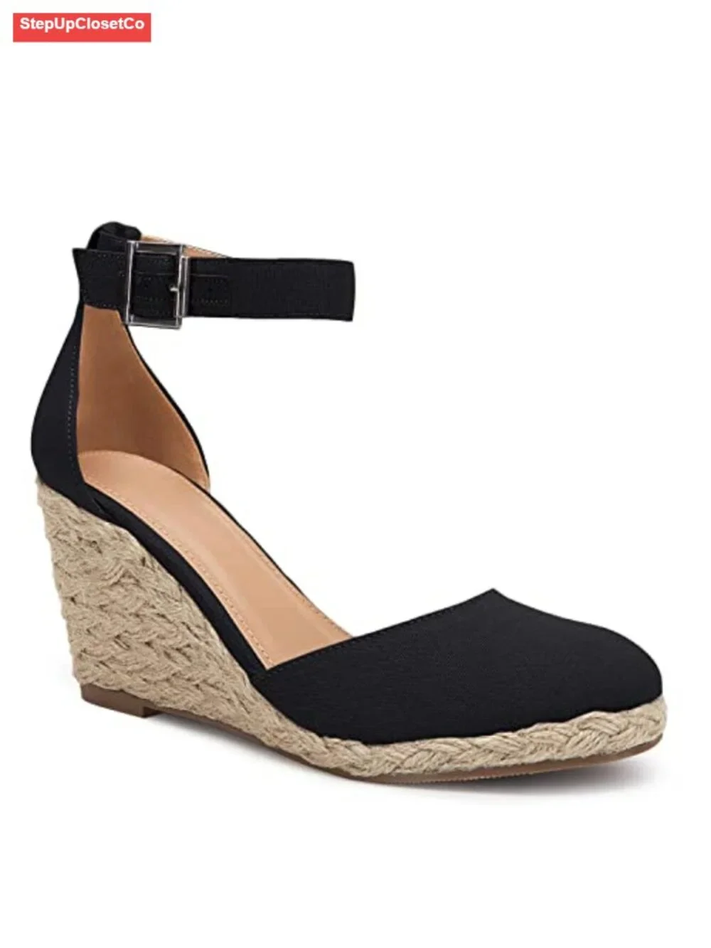 Women's Closed Toe Espadrille Wedge Sandals with Ankle Strap
